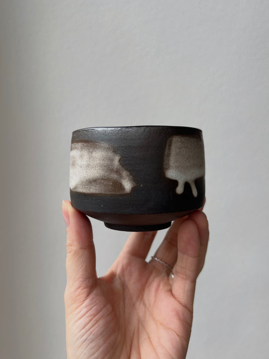 Teeschale Matcha Cup Handmade schwarzer Ton